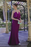 Strapless Chiffon Purple Bridesmaid Dress Floor Length