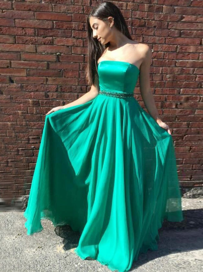 strapless-floor-length-chiffon-green-prom-long-dresses-with-bead-belt-1