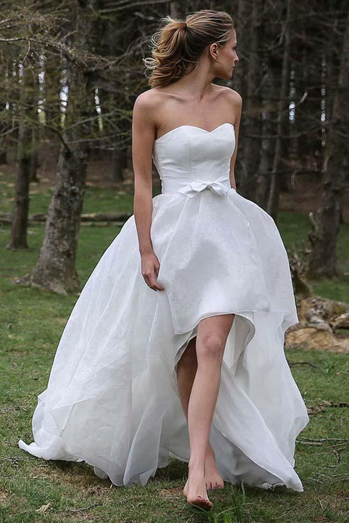 strapless-hi-lo-organza-wedding-dress-with-bow-sash