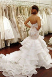 strapless-lace-wedding-gowns-with-mermaid-layers-skirt