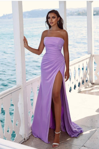 Strapless Lilac Prom Dress with Ruching Bodice loveangeldress Strapless Lilac Prom Dress with Ruching Bodice loveangeldress