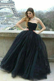 strapless-open-back-black-prom-ball-gown-dresses-with-tulle-skirt