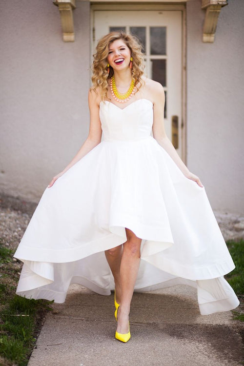 strapless-satin-hi-lo-bridal-dress-for-summer-weddings