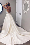 strapless-satin-ivory-wedding-dresses-backless-chapel-train-1