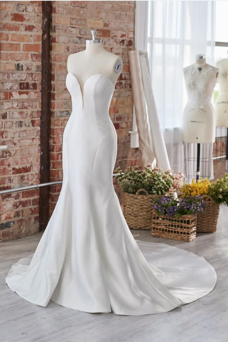 Simple Bridal Gown with Deep V-neckline