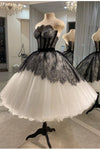 strapless-short-ball-gown-wedding-dress-with-black-lace-1