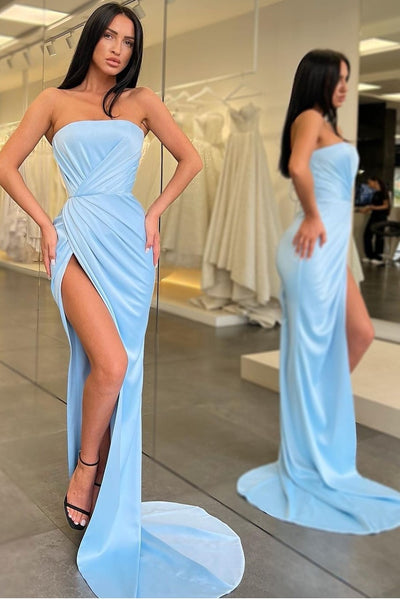 strapless-sky-blue-prom-gown-with-ruched-bodice
