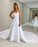 strapless-white-satin-wedding-gown-with-bow-train
