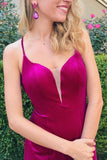 strappy-back-fuchsia-velvet-evening-and-prom-dress-v-neckline-1