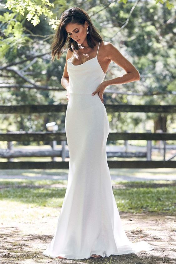 Strappy Back Simple Bride Dresses Online – loveangeldress