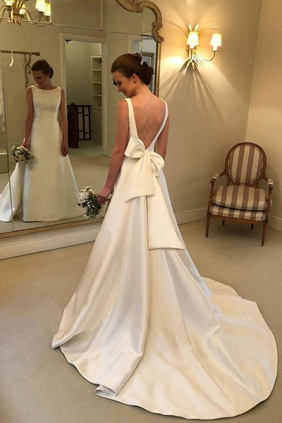 structured-satin-wedding-dresses-with-bow-ribbon-sash-back-1