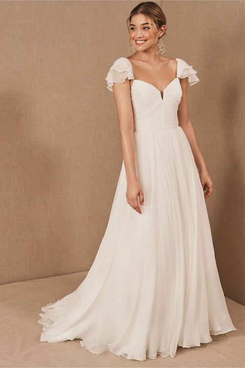 summer-chiffon-wedding-gowns-with-flounced-cap-sleeves