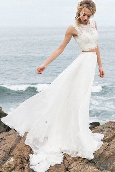 Chiffon Summer Beach Wedding Dresses with Slit Side