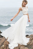 summer-two-piece-wedding-dress-with-lace-separates-top