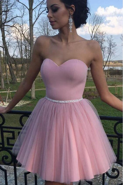 sweetheart-a-line-short-pink-homecoming-dress-with-crystals-belt