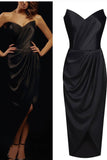 sweetheart-ankle-length-black-prom-dresses-with-ruching-details