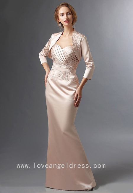 Sweetheart Satin Black Mermaid Mother of the Groom Dress with Bolero