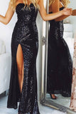 sweetheart-black-sequins-prom-dresses-slit-side