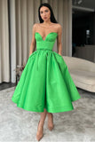 sweetheart-green-prom-dress-short-satin-skirt