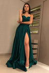 sweetheart-hunter-green-prom-dresses-with-high-thigh-slit