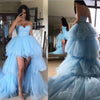 Sweetheart Light-blue Hi-Low Prom Dress with Layers Skirt