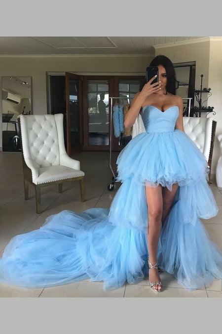 Strapless Blue Short Ball Gown Prom Wear Dresses