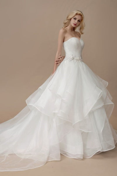 sweetheart-ruffled-tulle-wedding-dresses-with-sash-2