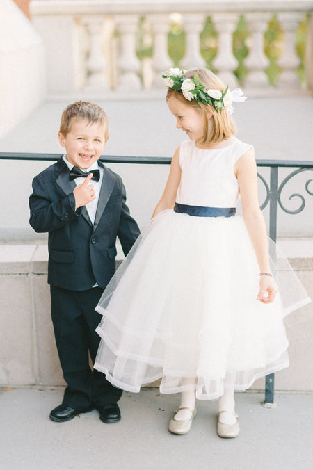 Scoop Neck Ankle Length Ivory Lace Baby Girl Dresses with Flower Belt