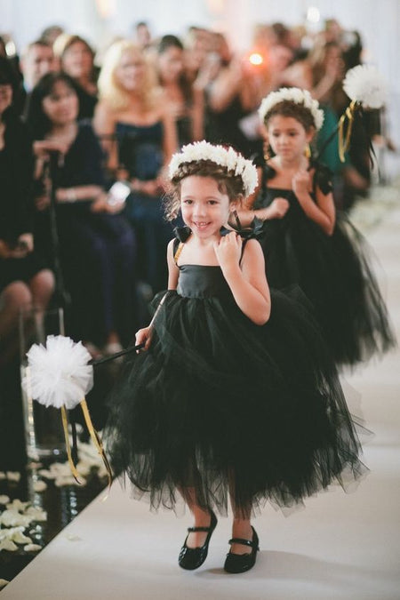 Square Neck Floor Length Ivory Flower Girl Dress Tulle