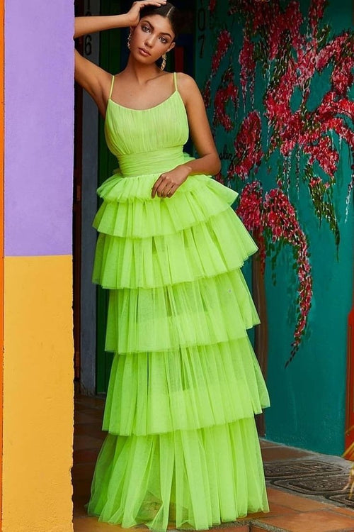 tiered-tulle-skirt-green-prom-dress-with-scoop-neck