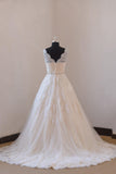 Traditional Lace Tulle Wedding Dresses with Rhinestones Belt