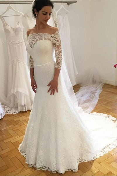 traditional-off-the-shoulder-lace-wedding-dress-with-sleeves