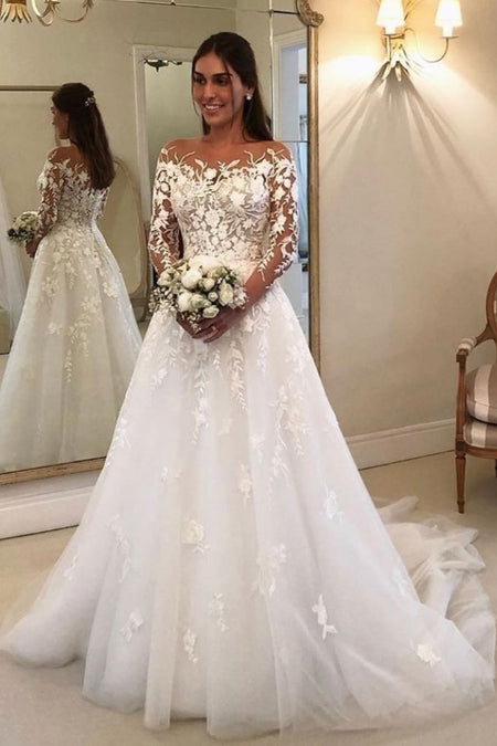 Lace Sweetheart Champagne Wedding Gown with Split Side