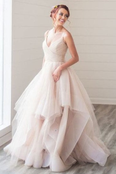 Blush high low wedding dress online