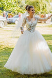 tulle-long-sleeves-bridal-wedding-dress-with-lace-appliques-bodice