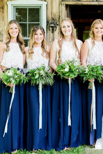 two-piece-bridesmaid-dress-royal-blue-skirt-with-lace-separate-top