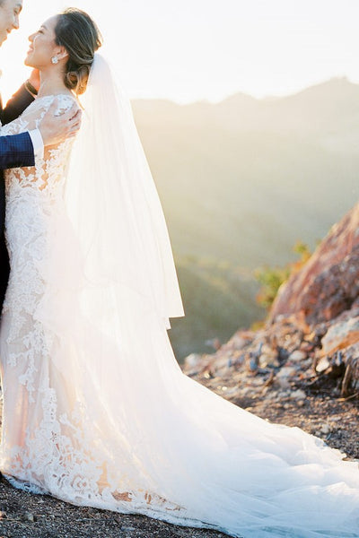 two-tiers-ivory-tulle-bride-wedding-veil-cathedral-1