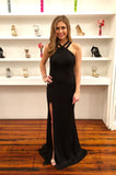 unique-halter-neck-maxi-side-slit-black-long-prom-dresses