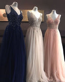 v-neck-beaded-prom-long-dresses-tulle-skirt-1