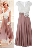v-neck-chiffon-mother-of-the-bride-lace-dress-with-cap-sleeves-2
