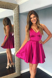 v-neck-fuchsia-satin-short-party-dresses-homecoming