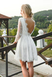 v-neck-lace-short-bridal-dress-with-sleeves-1