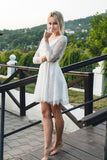 v-neck-lace-short-bridal-dress-with-sleeves-2
