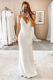 v-neck-straight-boho-wedding-dress-with-spaghetti-straps
