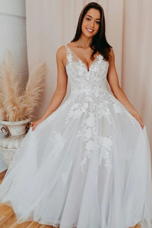 v-neck-tulle-wedding-gown-with-floral-appliqued-bodice