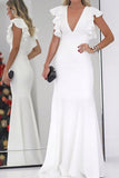 v-neck-white-wedding-dress-with-ruffles-sleeves