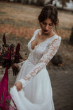 v-neckline-beach-bridal-dress-with-sheer-lace-sleeves-1