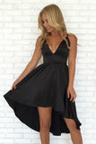 v-neckline-black-high-low-homecoming-dress-with-double-straps