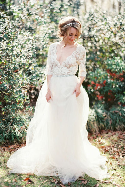 v-neckline-garden-bridal-wedding-dress-with-lace-sleeves-1