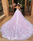 v-neckline-lace-floral-wedding-gown-with-contrast-color-skirt-1